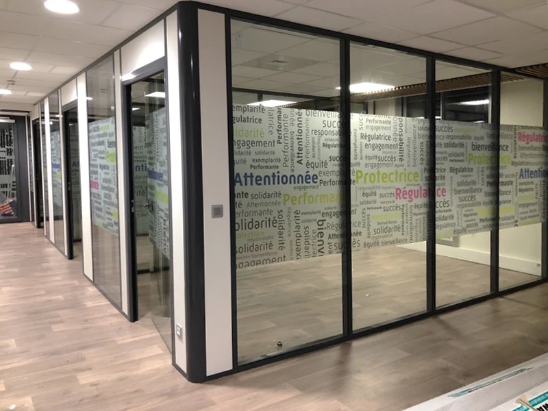 Réalisation Décophanie : cloisons et vitrages habillés en vitrophanie (9)
